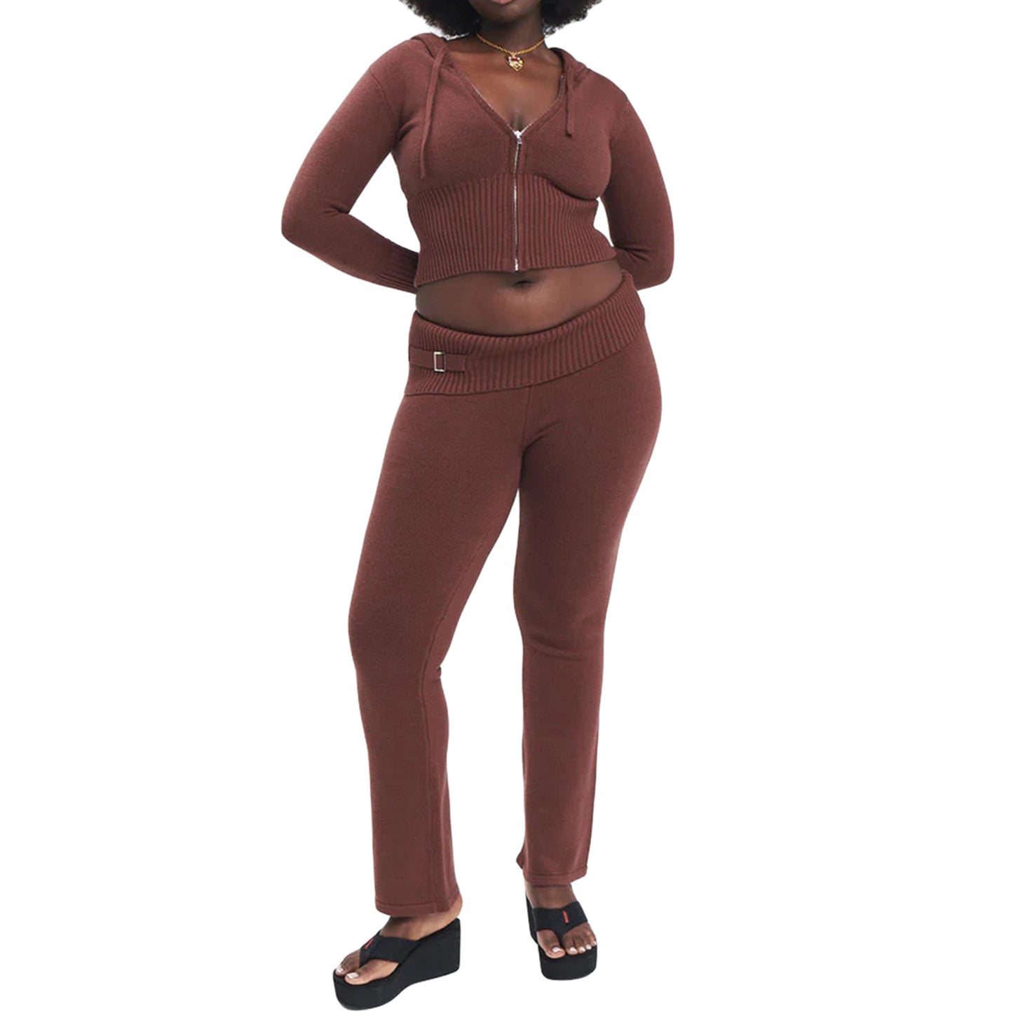 Ensemble Sweat À Capuche Et Pantalon Taille Haute